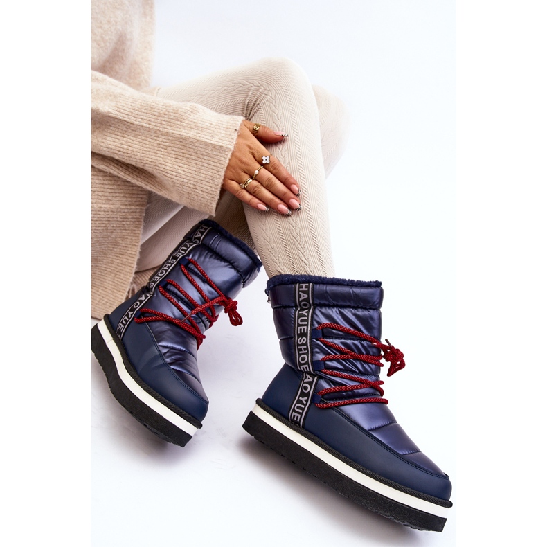 Botas de Nieve Mujer Con Cordones Azul Marino Lilara 2
