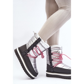 Botas de nieve de mujer con cordones lilar plateados plata 4
