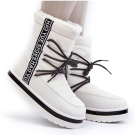 Botas De Nieve De Mujer Con Cordones Blanco Lilara 11
