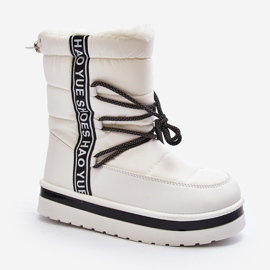 Botas De Nieve De Mujer Con Cordones Blanco Lilara 3