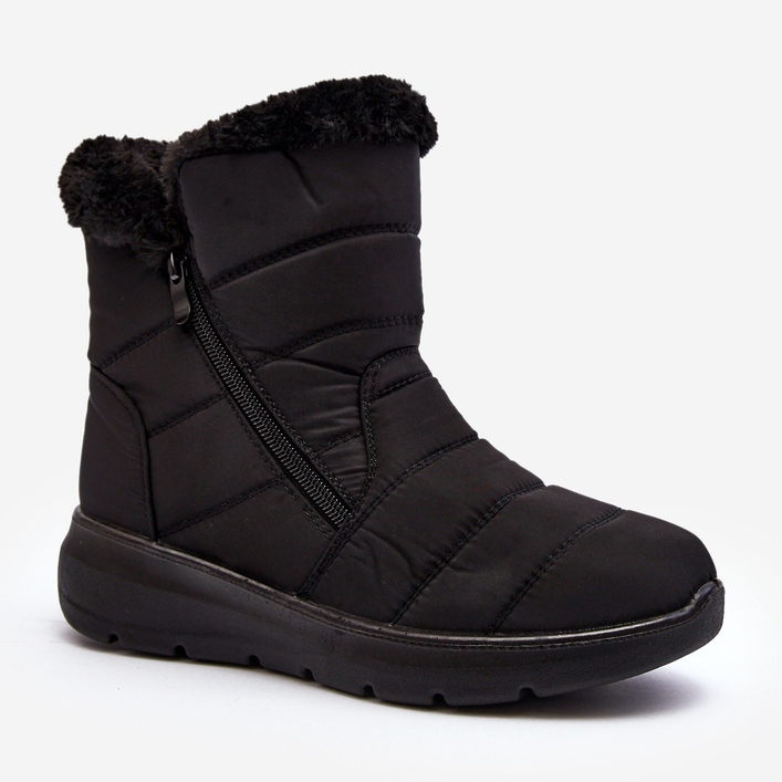 Botas de nieve con cremallera y pelo de mujer Zeuna negro 1