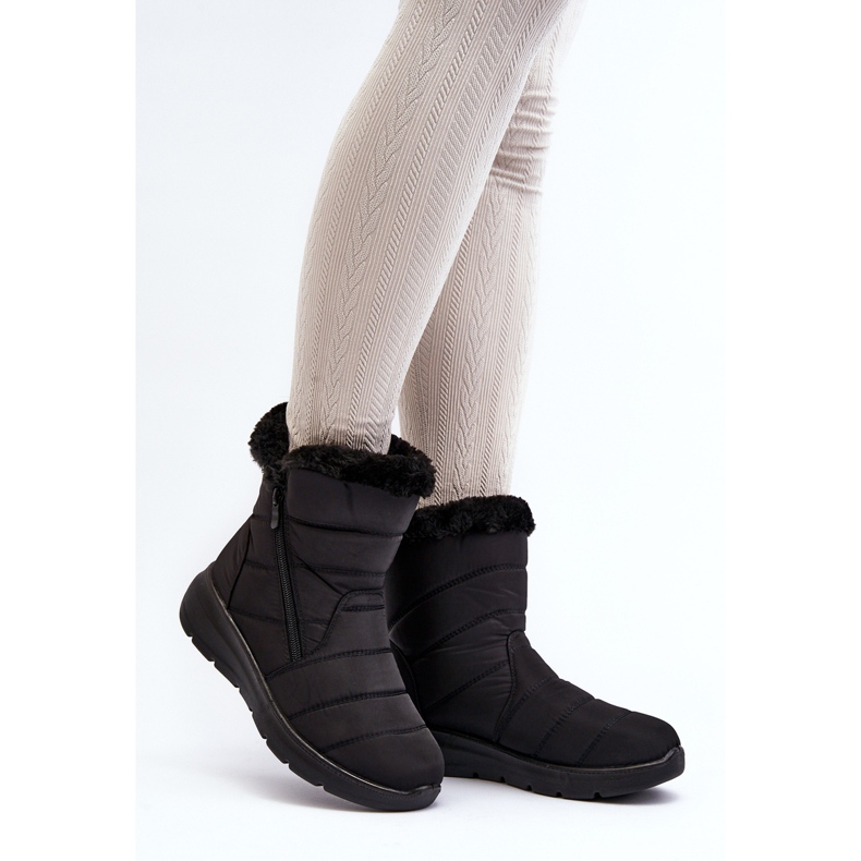 Botas de nieve con cremallera y pelo de mujer Zeuna negro 2