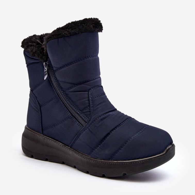 Botas De Nieve Mujer Con Cremallera Con Pelo, Azul Marino Zeuna 1