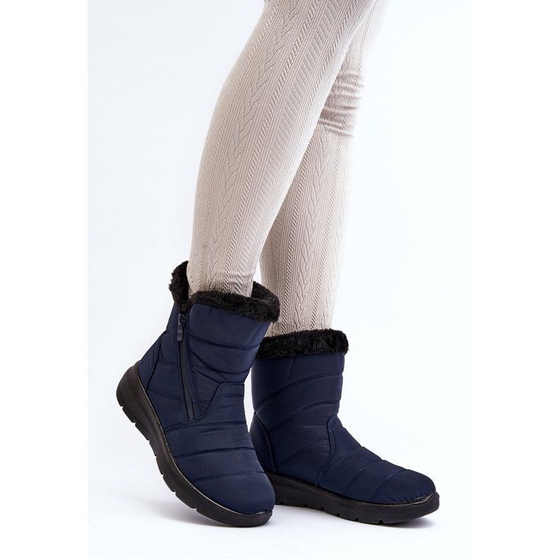 Botas De Nieve Mujer Con Cremallera Con Pelo, Azul Marino Zeuna 2