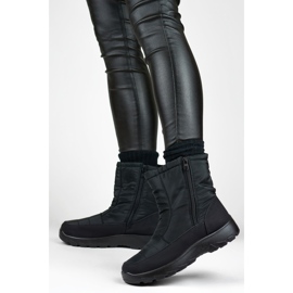 Cómodas botas de nieve de invierno, cremalleras con aislamiento grueso negro 2