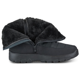 Cómodas botas de nieve de invierno, cremalleras con aislamiento grueso negro 1