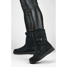 Botas de nieve aislantes para mujer, pelo acolchado, plataforma baja negro 1