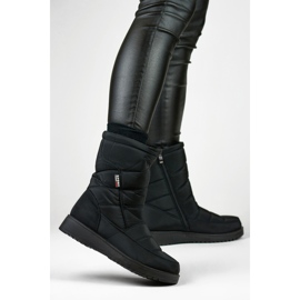Botas de nieve aislantes para mujer, pelo acolchado, plataforma baja negro 2