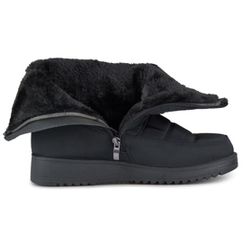 Botas de nieve aislantes para mujer, pelo acolchado, plataforma baja negro 4