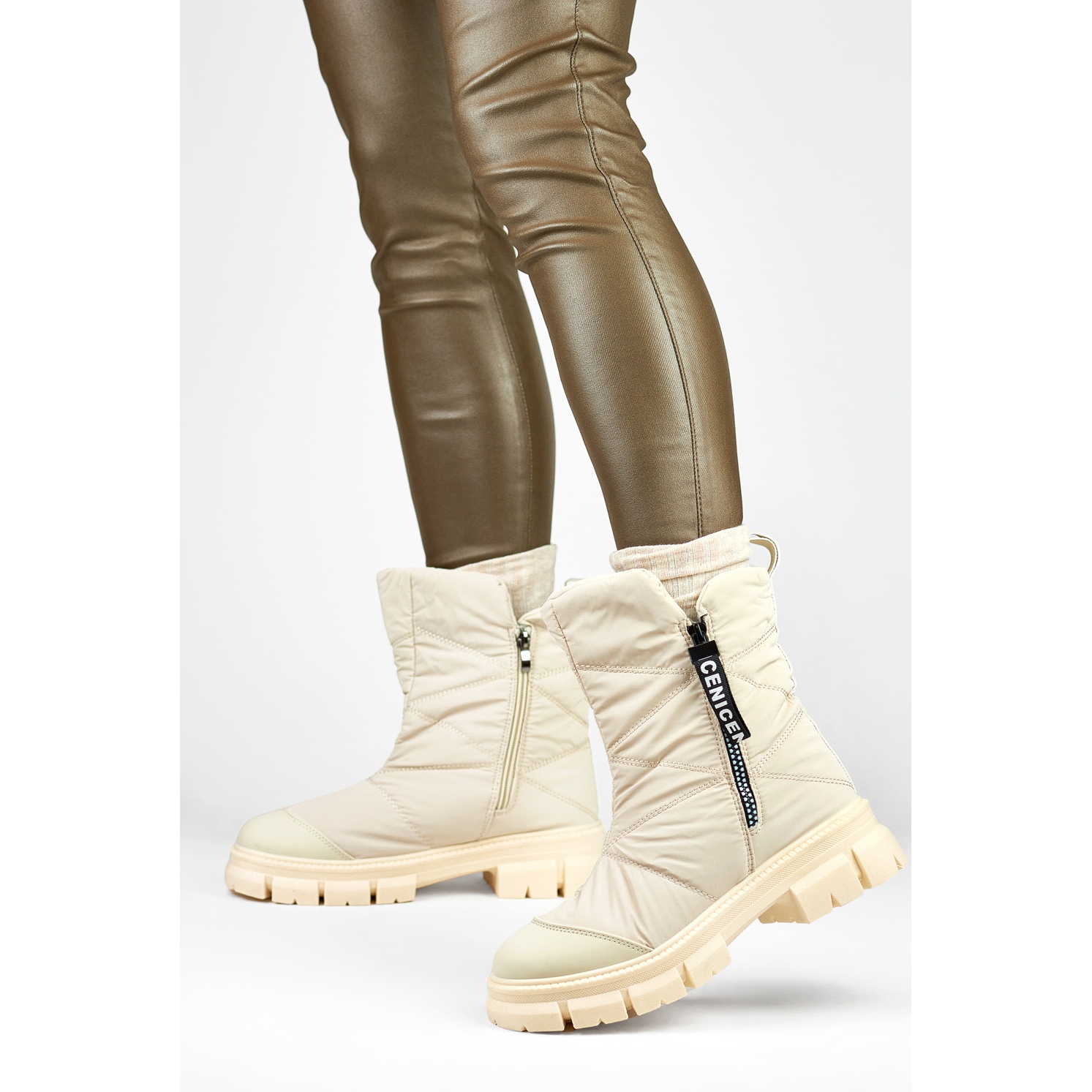 Caña Botas De Invierno Altas Zapatos De Invierno Beige Botas Altas