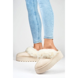 Pantuflas plataforma beige pelo 1