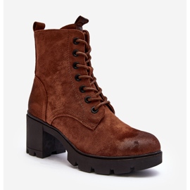 Botas de mujer con cordones y tacón alto marrón Lunielle 2