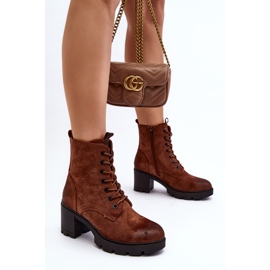 Botas de mujer con cordones y tacón alto marrón Lunielle 5