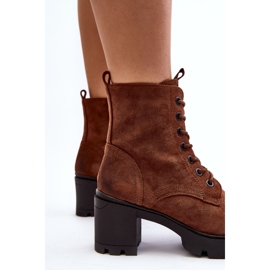 Botas de mujer con cordones y tacón alto marrón Lunielle 8