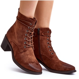 Botas De Mujer Con Cordones Y Tacón Bajo, Marrón Serellia 11