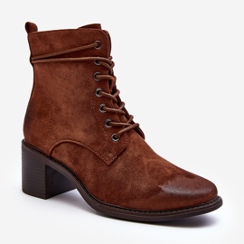 Botas De Mujer Con Cordones Y Tacón Bajo, Marrón Serellia 3