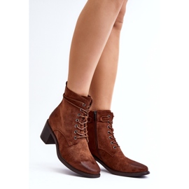 Botas De Mujer Con Cordones Y Tacón Bajo, Marrón Serellia 4
