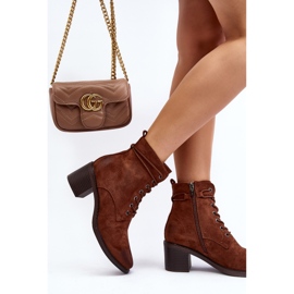 Botas De Mujer Con Cordones Y Tacón Bajo, Marrón Serellia 6