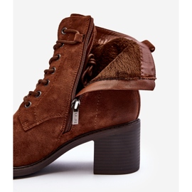 Botas De Mujer Con Cordones Y Tacón Bajo, Marrón Serellia 8
