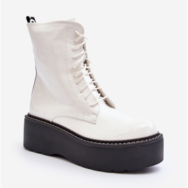 Botas Mujer Charol Suela Gruesa Movana Blanco 2