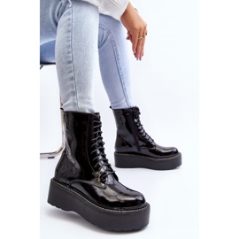 Botas Mujer Charol Suela Gruesa Movana Negro 4