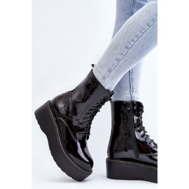 Botas Mujer Charol Suela Gruesa Movana Negro 6