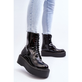 Botas Mujer Charol Suela Gruesa Movana Negro 7