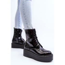 Botas Mujer Charol Suela Gruesa Movana Negro 8
