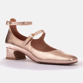 Marco Shoes Zapatos de tacón estilo mercedita dorado 1