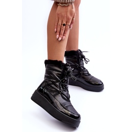 News Botas de nieve de mujer con cordones y pelo negro Lexxina 2