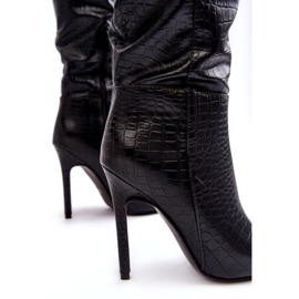 Super Mode Botas Mujer Tacón Alto Estampado Animal Negro Mambra 4