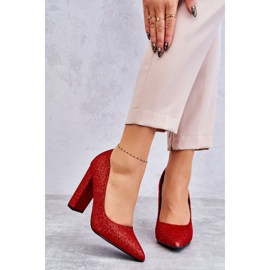 Zapatos de tacón alto rojos con purpurina brillante 1