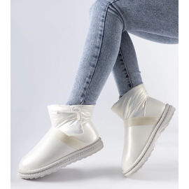 Botas para la nieve cortas y brillantes de color beige de Delaune 3