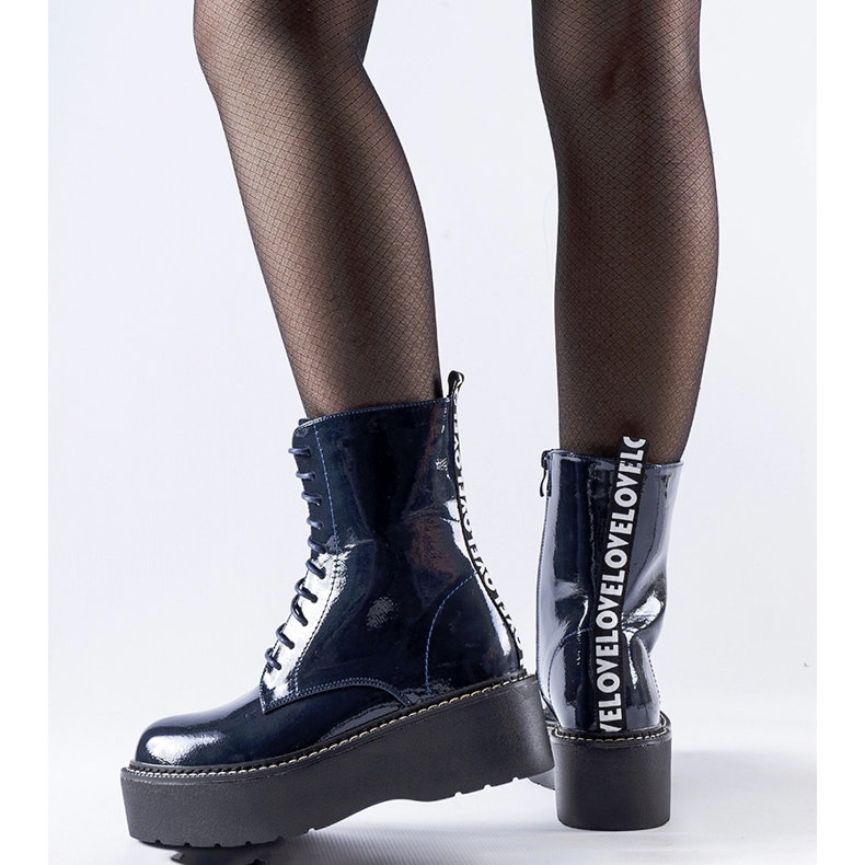 Zapatos plataforma Leos charol azul marino 1