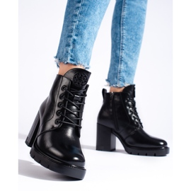 W. Potocki Botines de mujer Potocki negros con tacón 2