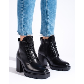 W. Potocki Botines de mujer Potocki negros con tacón 1
