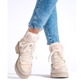 W. Potocki Botas de nieve de mujer beige con pelo Potocki 3