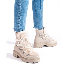 W. Potocki Botas de nieve de mujer beige con pelo Potocki 1