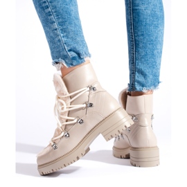 W. Potocki Botas de nieve de mujer beige con pelo Potocki 2