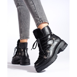 W. Potocki Botas de nieve de mujer negras con pelo de Potocki negro 2