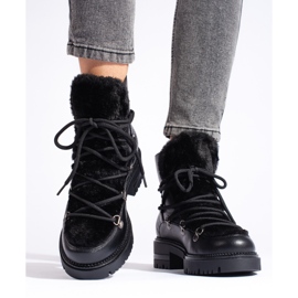 W. Potocki Botas de nieve de mujer negras con pelo de Potocki negro 3