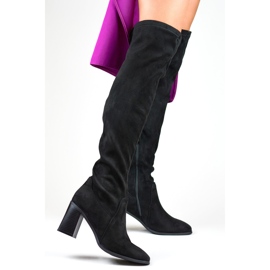 Botas de tacón por encima de la rodilla para mujer. negro 1