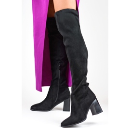 Botas de tacón por encima de la rodilla para mujer. negro 2