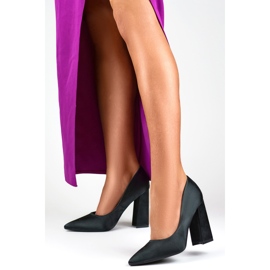 Salón mujer raso tacón negro 3