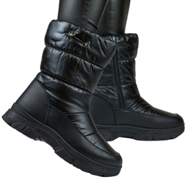 Botas altas de invierno para mujer con cordón, botas de nieve negras negro 3
