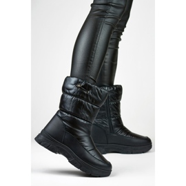 Botas altas de invierno para mujer con cordón, botas de nieve negras negro 2