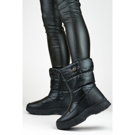 Botas altas de invierno para mujer con cordón, botas de nieve negras negro 4