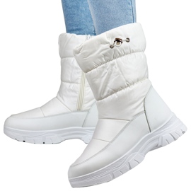 Botas altas de invierno de mujer con puño, botas de nieve blancas. blanco 4