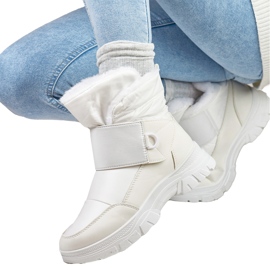 Botas de nieve blancas con velcro, botas aislantes para el invierno. blanco 4