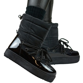 Botas de nieve de mujer negras con suela gruesa, zapatos de invierno. negro 4